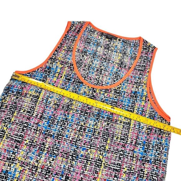 New Rock Stella & Jamie Tank Top Sz.L Multi Orange Trim Hi-Lo Scoop Neck y2k 90s - Picture 5 of 9